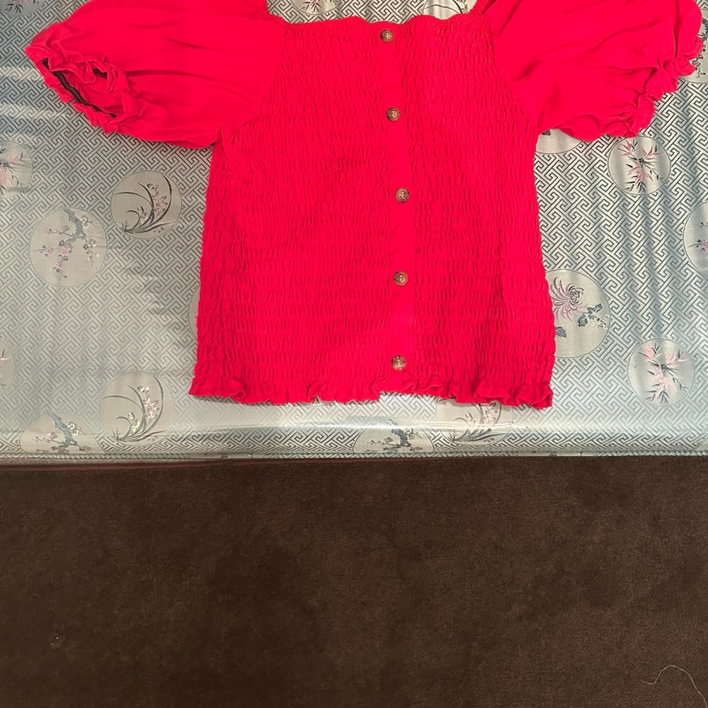 No Boundaries Red Puff Sleeve Blouse